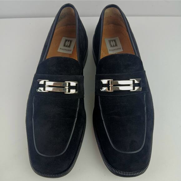 Magnanni Men\'s SZ 10 M Black Suede Loafer Silver Buckle 6243 Made In Spain main image 7